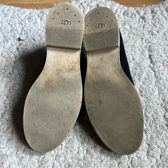 UGG Women's Bernett Black Leather Kiltie Lace Up Brogue Oxford Shoes Size 8.5 - Picture 4 of 9